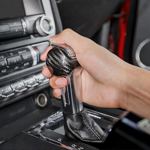 Car Carbon Fiber Gear Head Decorative Cover for 2015-2020 Ford Mustang Interior Modification Accessories