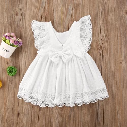 2-10Y Kids Baby Girls Summer White Dress Children Clothes Ruffles Short Sleeve Casual Beach Party Dresses Outfits детские платья