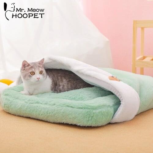 Hoopet Winter Warm Sleeping Bag For Pet Super Soft Bed For Cats Comfortable And Safety Cats House Thickened Home For Cats