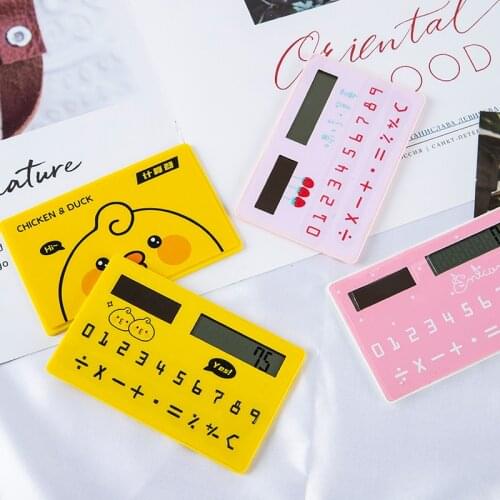 Fashion Portable Cartoon Fruits Animal Mini Card Calculator Stationery Supplies Creative Solar Calculator Children Gift