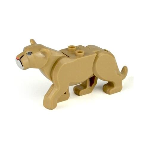 Beige Tiger Animals Building Blocks Brick Horse Crocodile Gorilla Tiger Kids Toys Animal Lockings Figures Assemble