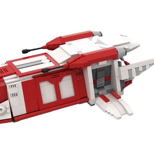 MOC Space Wars Republic Troop Soldiers Transport Spacecraft Car Building Blocks Kit Vehicle Model Toy For Children Birthday Gift