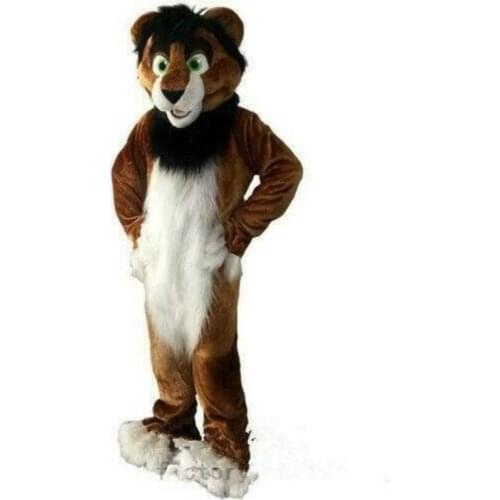 Halloween Brown Husky Fox Dog Mascot Costume Long Fur Fursuit Cosplay Fursuit Cartoon Dress Outfit Carnival Xmas Easter Ad Cloth