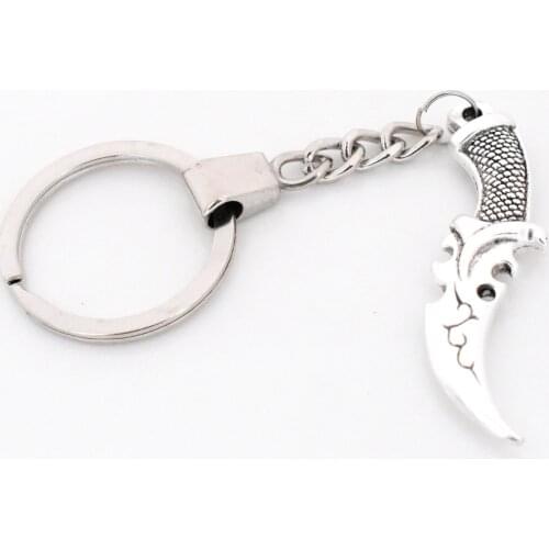 Fashion 30mm Key Ring Metal Key Chain Keychain Jewelry With Antique Silver Plated Knife 50*15*6mm Pendant