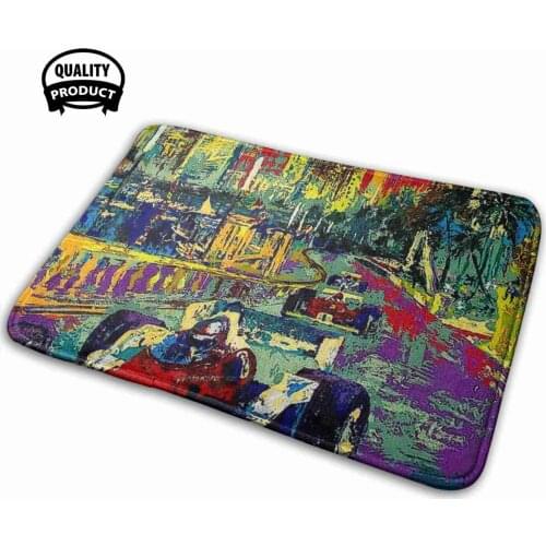 "Monaco Grand Prix" Vintage Auto Racing Painting Print Soft Interesting Room Goods Rug Carpet Monaco Grand Prix Psychedelic