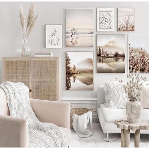 Scenery Poster Wall Art Canvas Painting Modern Nordic Nature Landscape Picture Home Art Decor Prints for Living Room Design