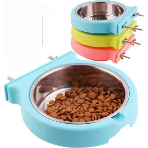 Waterers For Dogs Water Bowl For Dog Bottle Pet Dog Feeder Food Bowl Hanging Feed Supplies Dropshipping Cage Stainless Stee