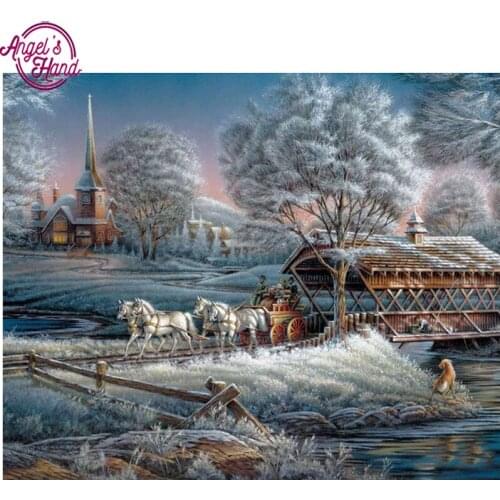 Full Diamond Embroidery 3D diy Diamond Painting Cross Stitch snow winter landscape,Mosaic Pattern Rhinestones,square diamond