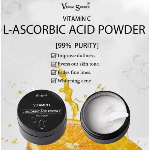 L-Ascorbic Acid Powder Vitamin C Antioxidant Brighten Skin Tone Face Makeup Ordinary Care Natural White Loose Powder TSLM1