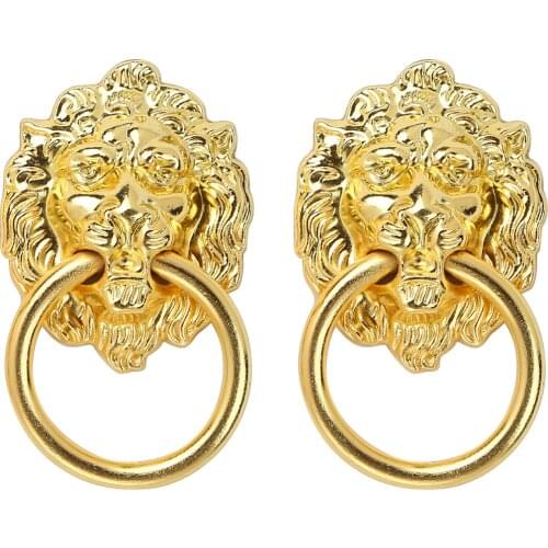 10Pcs Lion Head Zinc Alloy Knob Retro Cabinet Pulls Door Knob Dresser Pulls Drawer Handle Cupboard Closet Cabinet Knob Decor