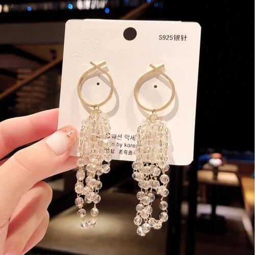 Drop Earrings For Women 925 Silver Needles Pearl Rhinestone Super Flash Earrings Exquisite Stainless Steel Jewelry Drop Shipping