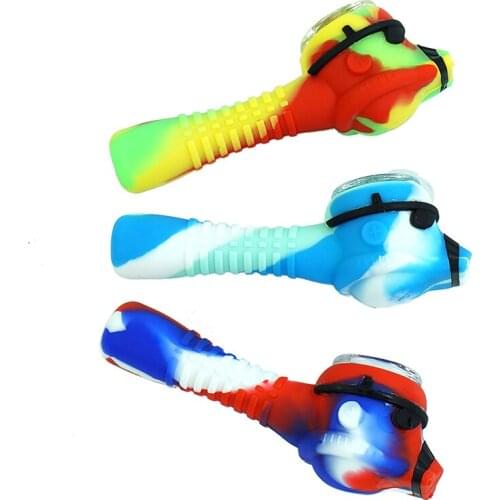 Premium Silicone Smoke Pipe with Glass Bowl 103mm Tobacco Hand Spoon Herb Cigarette Accessories