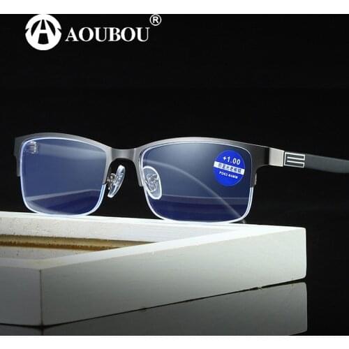Anti Blue Light Reading Glasses Men Metal Gafas De Lectura Hombre Fashion Leesbril Mannen High Quality Lunettes Lecture Okulary