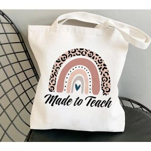 Teacher Supplies Made To Teach Printed Tote Bag women Harajuku shopper Funny handbag girl Shoulder shopping Lady gift Canvas Bag