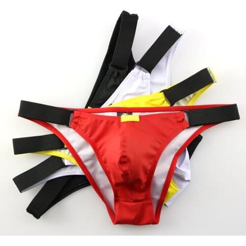 4Pcs/Pack Mens PU Leather Underwear Briefs Sexy Low-rise Bulge Pouch Briefs Males Triangle Knickers Wholesale Fashion Underpants