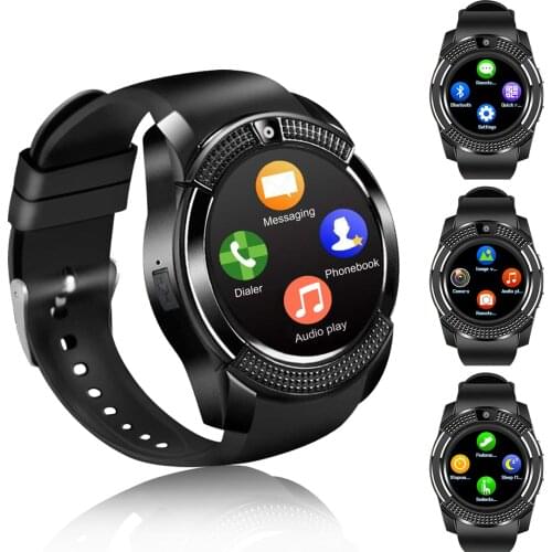 V8 Smart Watch Touchscreen Camera Bluetooth SIM TF Card Slot Pedometer Sleep Fitness Tracker Sport Round Watches Android Ios