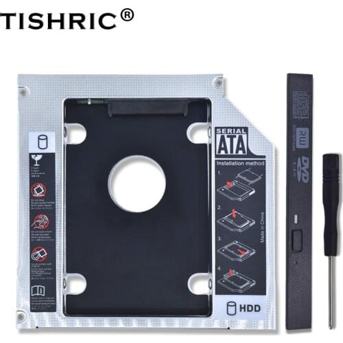 TISHRIC 2018 Hot Universal Aluminum 2nd HDD Caddy 12.7mm SATA 3.0 CD Adapter For 2.5''7-12.5mm SSD DVD Case Enclosure Optibay