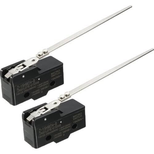 Uxcell 2PCS Z-15HW24-B 1NO + 1NC Long Steel Wire Lever Type Micro Action Switches