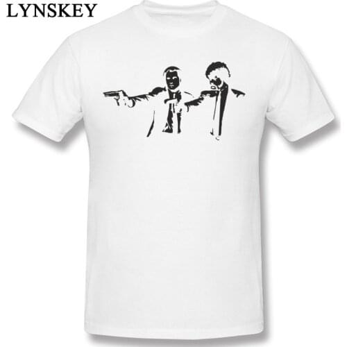 High Quality Pulp Fiction Profile T-Shirt 100% Cotton Mens T-shirts Short Sleeve Printed On Tops Tees Faddish Slim Fit O Neck
