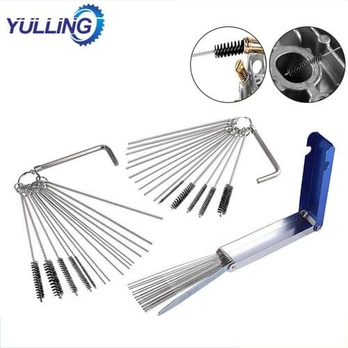 YULLING Carburetor Carbon Dirt Jet Remover Needle Brush Cleaning Tool with 32PCS Cleaning Wire 13PCS Brushes for Motorcycle ATV