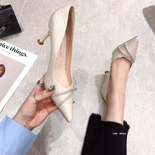 French High Heels Fairy Style 2021 New Spring and Autumn All-match Fashion Pointed Shallow Mouth Womens Shoes Single Shoes