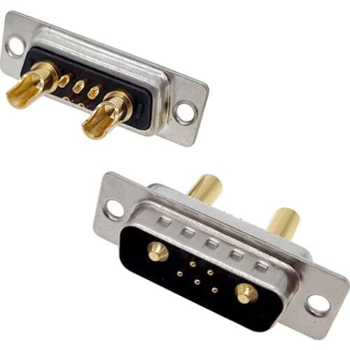 1PCS 7W2 30A Gold plated high current Connector D-SUB adapter 5+2 plug jack Machined Pin Full Gold Flash Wire