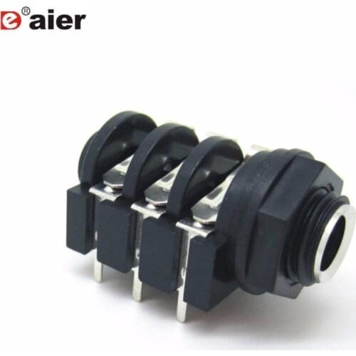 10PCS 6.35mm Phone Jack 6 Pin Stereo Type Short PCB Panel Mount 6 Pin 1/4" 6.35mm Female Socket Stereo Headphone Audio Jack