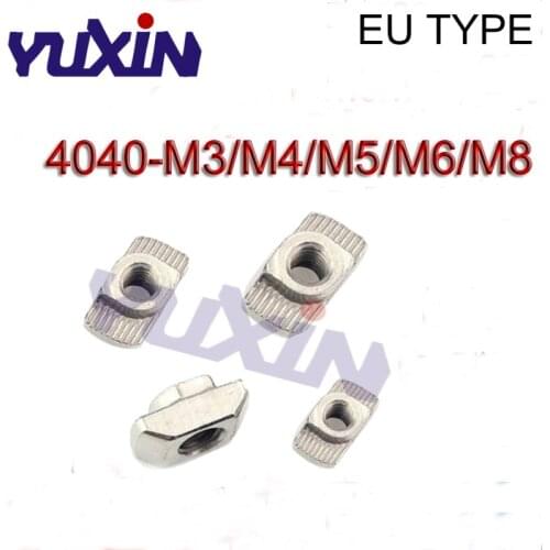 100Pcs/50Pcs 4040 Series M3M4/M5/M6/M8 Nickel Plated T Nut Hammer Head Fasten Nut For Aluminum Extrusion Profile Slot Groove 8mm