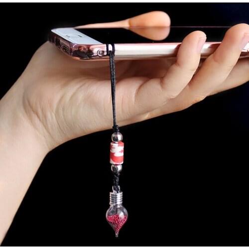 2PCS 6MM Glass vials Key chain Rice vials Cellphone starps Wishing Bottle Pendant Jewelry Gift