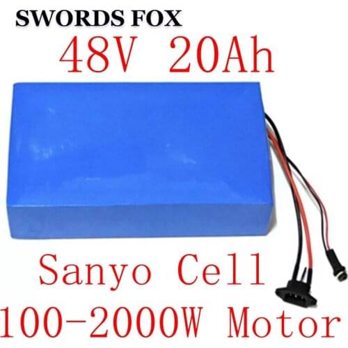 2000W 48V 20AH With Sanyo cell 50A BMS motor electric bike battery 48V electric motorcycle e tricycle battery