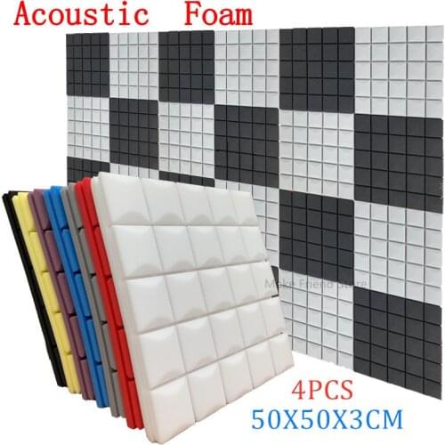 4PCS 50x50x3cm Studio Acoustic Foam Soundproof Foam Sound Absorption Treatment Panel Sound Wedge Protective Sponge 7 Colors