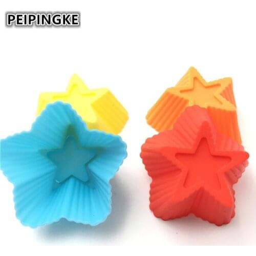 7cm star shaped Silicone cake mold 5pcs/lot chocolate mould cupcake liners DIY Baking Tools