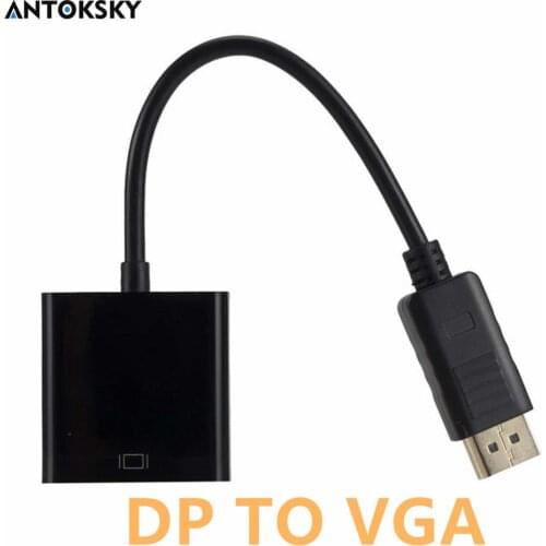 Antoksky DP to VGA Adapter Cable DisplayPort Display Port Male to Female Converter for PC Computer Laptop HDTV Monitor Projector
