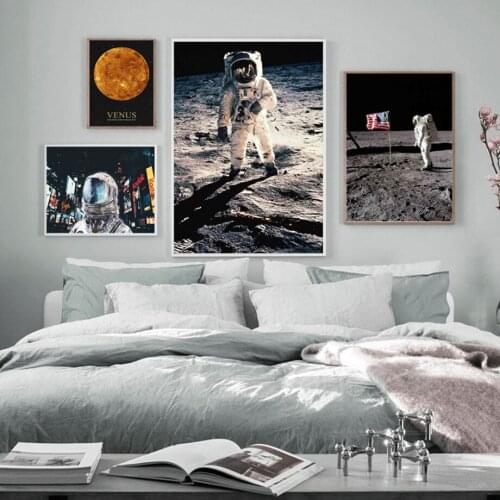 Astronaut Space Suit Venus Aviation Flag Wall Art Canvas Painting Nordic Posters And Prints Wall Pictures For Living Room Decor