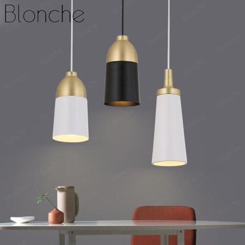 Blonche Pendant Lamp Nordic Dining Room Bedroom Kitchen Decor Hanging Lights Metal Fixtures Black/White Lampshade E27 Luminaire