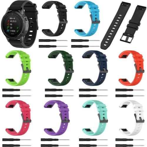 22mm Quick Fit Wristband Soft Silicone Classic Strap for Garmin fenix6 fenix5 fenix3 fenix2 Smart Tracker with Tool Grain Smooth
