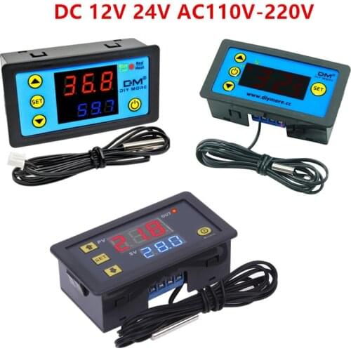 Digital Temperature Controller Thermostat W3230 W3231 DC 12V 24V AC110V-220V LED Display Heating Cooling Waterproof Probe