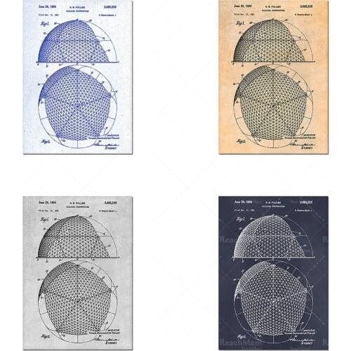 Geodesic Dome patent digital download poster, architect gift art print