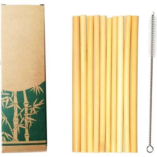 Hot Sale Bamboo Drinking Straws 12pcs/set Reusable Eco-Friendly Party Kitchen Straws With Clean Brush Drop Shipping Wholesale