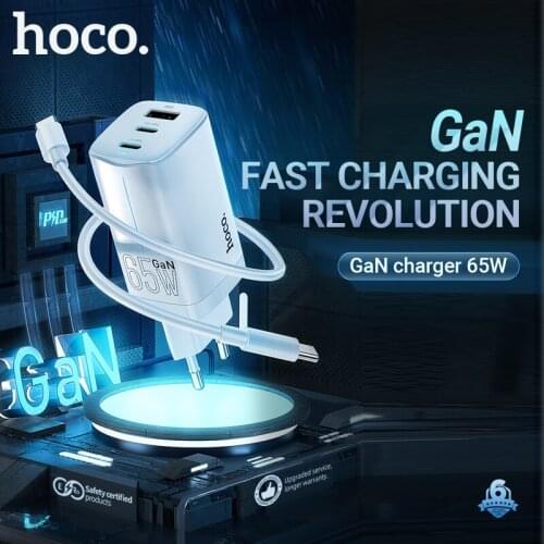Hoco 65W GaN Charger Quick Charge 3.0 Type C PD USB Fast Charging USB C adapter For Laptop Smartphone for iPhone Samsung Xiaomi