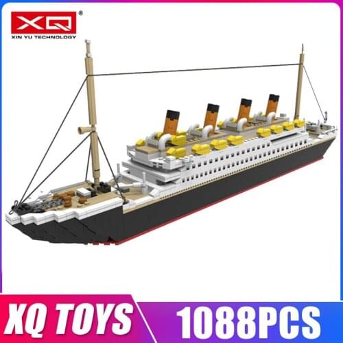 XQ PG15005 Movie Toys 1088PCS The MOC Royal Cruise Steam Ship Model Building Blocks Assembly Bricks Kids Christmas Gifts