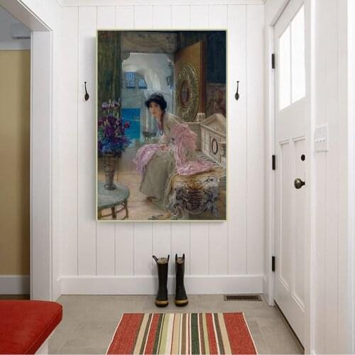 Canvas Oil Painting Lawrence Alma-Tadema"Watching And waiting"Wall Aesthetic Backdrop Western Art Decor Poster Home Decoration