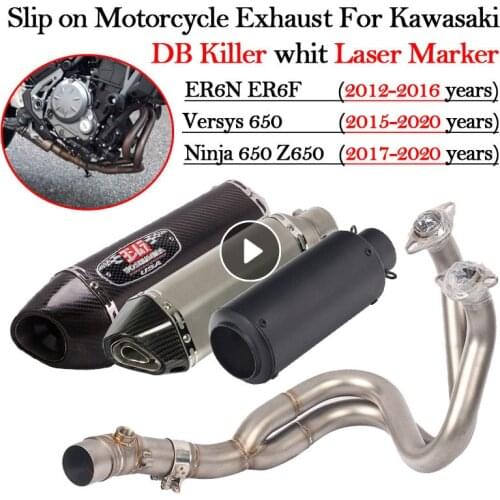 Slip on Motorcycle Exhaust Modified Motorbike Escape DB Killer Front Mid Link Pipe For Kawasaki ER6N Versys 650 Z650 Ninja 650 R
