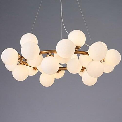 Nordic Style Chandeliers Led Rings Glass Lamps Ball Industrial Black Metal Gold Living Room Pendant Home Decor Indoor Lighting