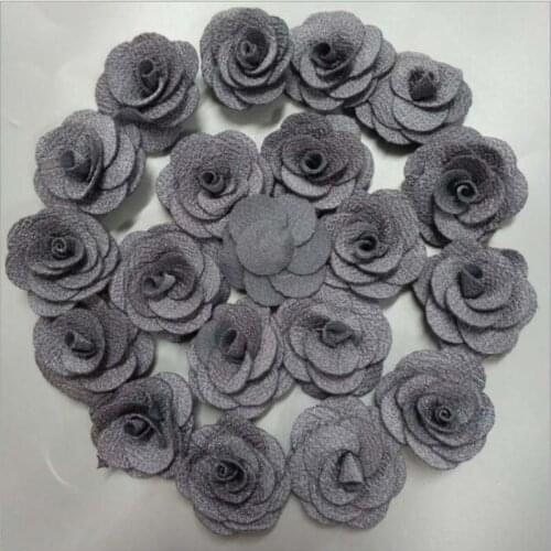 New 200Pieces/Bag Gray Rose Handmade 2.5/3.5cm Fabric Rose Cotton Cloth Flowers Hand DIY Wedding Bouquet Flower Hair Accessories