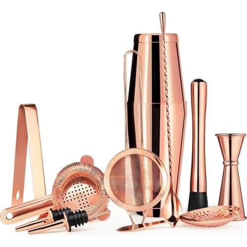 2020 New Arrivals 11 Piece Bartender Kit Cocktail Boston Shaker Barware Set Includes 28 and 18 2020 Top Seller OZ