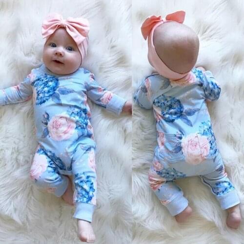 New Fashion Newborn Romper Floral Jumpsuit Baby Playsuit Girl Outfit Clothes Set