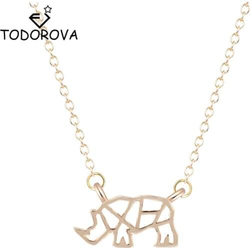Todorova Cute Penguin Elephant Heart Pendant Necklace Minimalist Animal Rhinoceros Necklaces for Women Fashion Jewelry collier