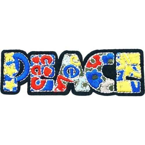 PEACE (Size:2.4X7.7cm) Embroidered Patch Iron On Sewing Applique Badge Clothes Stickers Apparel Garment Accessories
