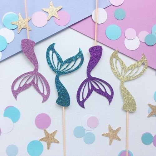 Mermaid Tail Cupcake Toppers Glitter Mermaid Cupcake Toppers | Under The Sea Cupcake Toppers | Ocean cake Toppers